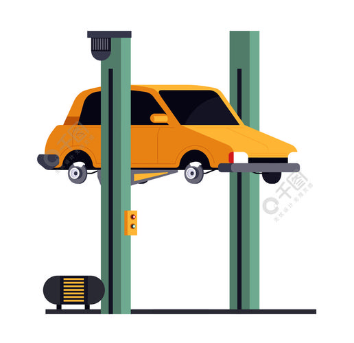 修理和維護汽車在車間.車輛升降機,汽車維修服務隔離圖標